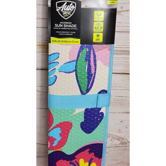 Auto Drive Accordion 63”x28.5” Universal Fit UV Protection Floral Car Sun Shade - Picture 16 of 16